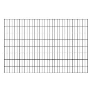 Sztywny panel ogrodzeniowy 2D o wysokości 163 cm i szerokości 250 cm, wykonany z grubego drutu 6/5/6 mm, malowany proszkowo na kolor antracytowy RAL 7016.